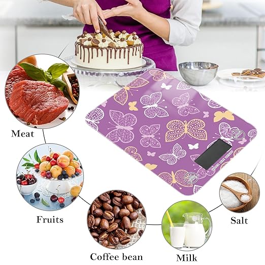 Food Scale Kitchen Scale Food Scales Digital Weight Grams and Ounces Small Electronic Food Scale for Baking Cooking Purple Butterfly