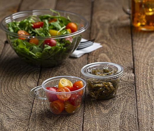 Clear Disposable Plastic Portion Cups With Lids (200 Sets - 4 Oz) - Disposable Condiment Cups, Sauce/Dip/Dressing Cups, Souffle Cups & Jello Shot Cups With Lids | Great Sampling Container