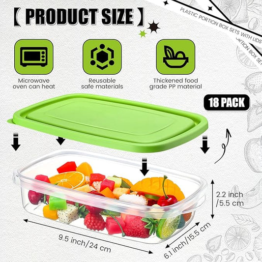 18 Pcs 33 Oz/ 4 Cups Plastic Food Storage Containers with Lids Portion Box Sets with Cover Stackable Plastic Containers with Lids Microwave Freezer Dishwasher Safe (Green)