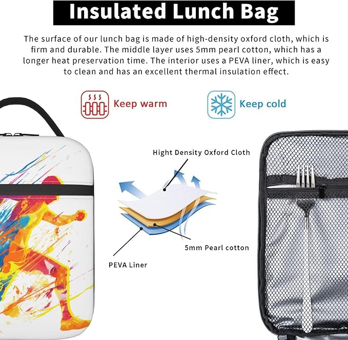 Insulated Lunch Box for Kids Boys Girls, Reusable Lunch Bag for School, Office, Work, Picnic, Travel, Sport Runner Lunch Box