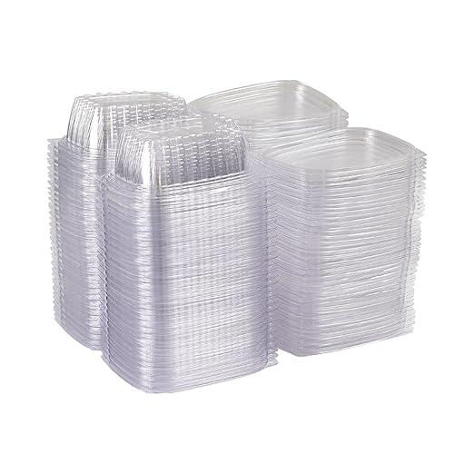 ECO PRODUCTS Compostable 12oz Clear Rectangular Deli Containers With Lids, Pack of 100, Meal Prep, Made from PLA Plastic, A Renewable Material Made from Plants, One Lid For All