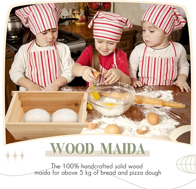 Juexica Tradition Wooden Pizza Dough Proofing Box with Lid Handle 16 x 13 Inch Pizza Dough Proofing Container Tray for Kitchen Homemade Pizza Bread Making Accessories Storage, Natural