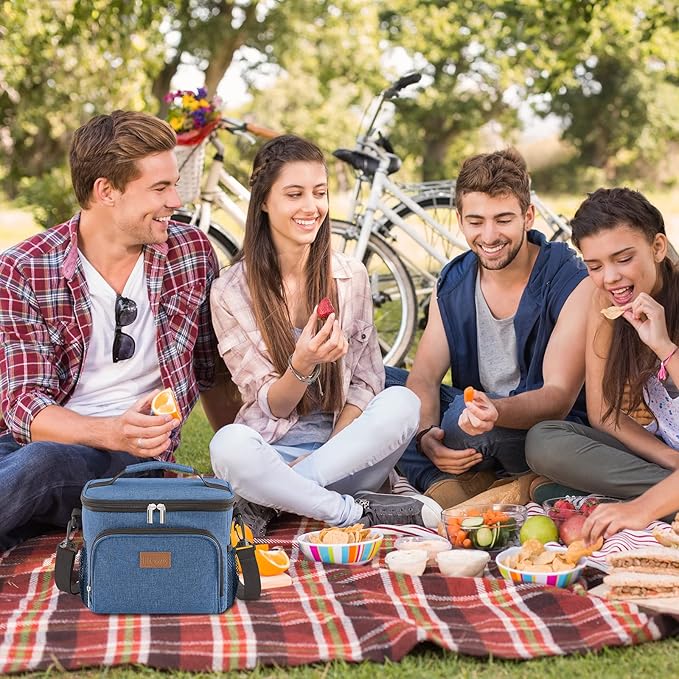 Lifewit Reusable Insulated Lunch Bag for Men, Lunch Box Women, Portable Cooler Freezable Soft Lunchbox Leakproof with Adjustable Shoulder Strap for Adult for Work Picnic or Travel, Dark Blue 9L
