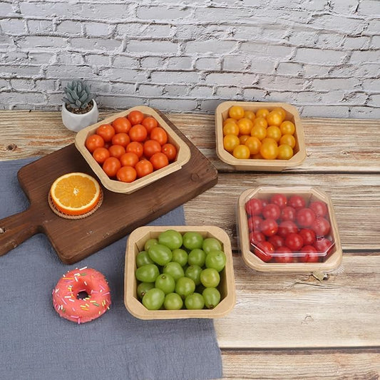 18OZ Disposable Kraft paper bowls with lids,Food containers Soup Bowls Party Supplies Treat Bowls 50 PACK