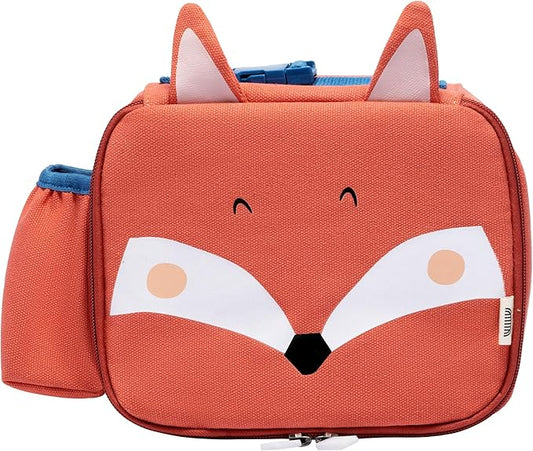 Toddler Lunch Bag for Girls and Boys, Lunch Box for Kids Ages 2–5, Fully Insulated with Padded Handle, Storage Pocket and Water Bottle Pocket, Lightweight, Easy to Clean, BPA-Free - Fox