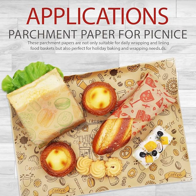 Premium Deli Paper Sheets 8"x12" - 300Pcs Greaseproof Liners for Food Boats, Pre Cut Deli Sandwich Wrappers, Best Kraft Food Wrapping Paper Sheets for Picnic, Festival, Fair or BBQ.