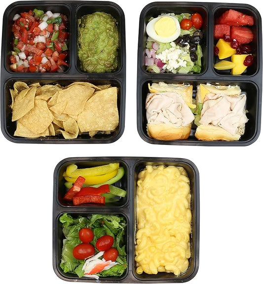 10 Pack - SimpleHouseware 3 Compartment Food Grade Meal Prep Storage Container Boxes (36 ounces)