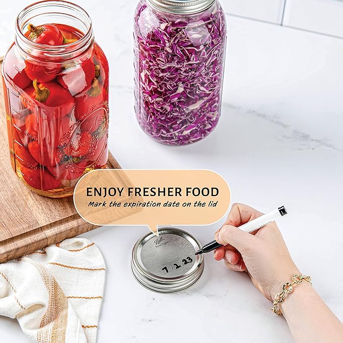 kitchentoolz Half-Gallon Wide Mouth Sourdough Starter Jars – 64 oz Glass Mason Jars with Airtight Lids – Perfect for Fermenting, Canning & Pickling – Made in USA – Pack of 2