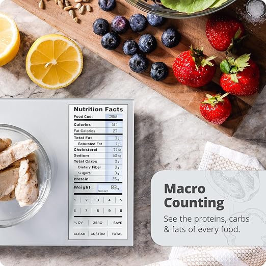 Nutrition Scale by Greater Goods with Food Grade Glass, Perfect for Calorie Counting, Meal Prep, and Weight Loss (Pearl Gray)