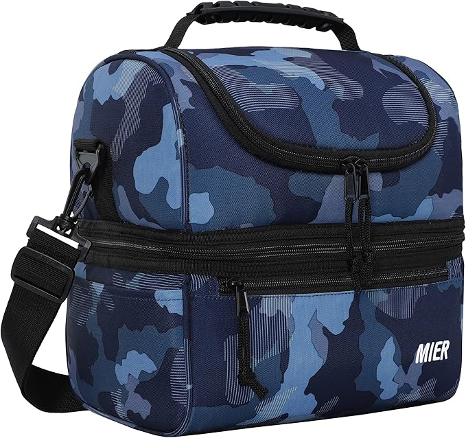 MIER Adult Lunch Box Insulated Lunch Bag Large Cooler Tote Bag for Women, Double Deck Cooler, Camouflage (Large)