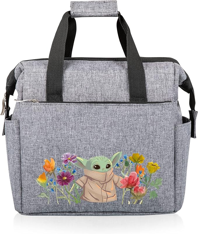 PICNIC TIME Star Wars Mandalorian Grogu On The Go Lunch Bag, Soft Cooler Lunch Box, Insulated Lunch Bag, (Heathered Gray) 10 x 6 x 10.5