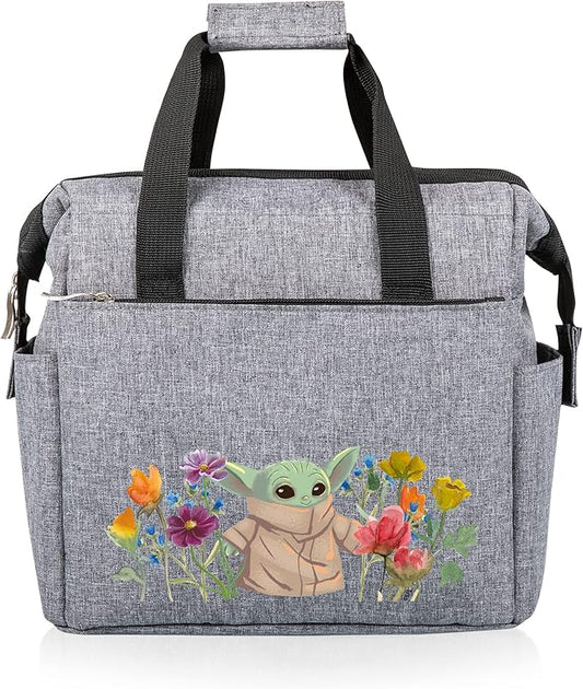 PICNIC TIME Star Wars Mandalorian Grogu On The Go Lunch Bag, Soft Cooler Lunch Box, Insulated Lunch Bag, (Heathered Gray) 10 x 6 x 10.5