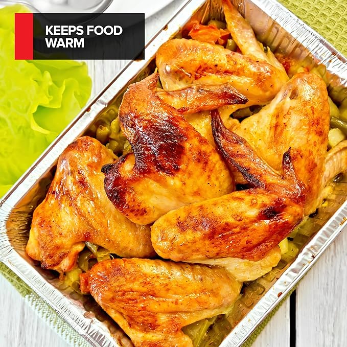 (20 Pack) Deep Aluminum Pans 9x13, Heavy Duty 4” Deep Foil Pans Disposable Catering Trays, Baking Tins, Large Food Containers for Cooking, Heating, Storage, Serving, Holiday Meal Prep