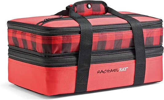 Rachael Ray Expandable Insulated Casserole Carrier for Hot or Cold Food, Thermal Lasagna Lugger Tote for Potluck, Parties, Picnic, and Cookouts, Fits 9" x 13" Baking Dish