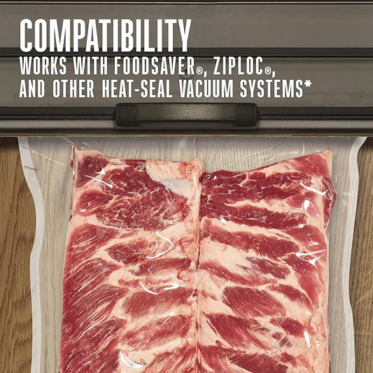 Weston Vacuum Sealer Bags, 2 Ply 3mm Thick, for NutriFresh, FoodSaver & Other Heat-Seal Systems, for Meal Prep and Sous Vide, BPA Free, 15" x 18" (Extra Large), 100 Count, Clear