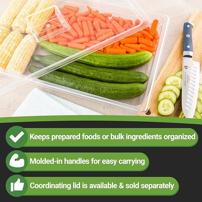 Restaurantware-2.5 Inch Deep Food Pans, 1 Full Size Commercial Food Storage Container - Freezable, Break-Resistant, Clear Plastic Cold Pans, Dishwashable, For Kitchens, Restaurants, Or Cafeterias