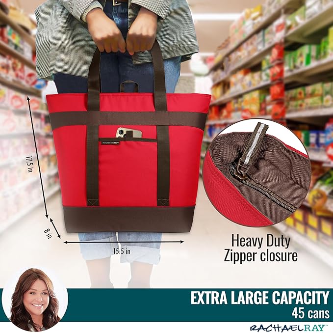 Rachael Ray Jumbo Chillout Thermal Tote, Insulated Soft Sided Cooler Bag