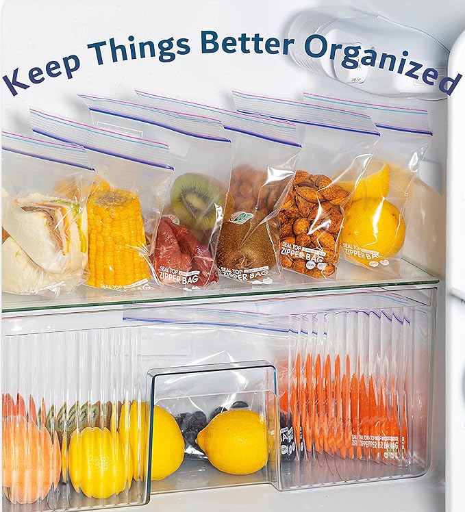 Gallon & Quart Food Storage Zip Bags Combo Pack, 100 Count Each, Total 200, Double Zipper, Easy Open