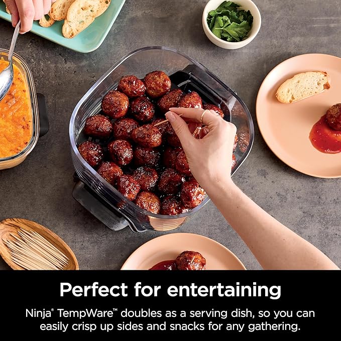 Ninja 2.5 QT TempWare Glass Container with Storage lid, Compatible Crispi Portable Cooking System, Microwave, Freezer and Dishwasher Safe, PFAS Free Glass Cooking Surface