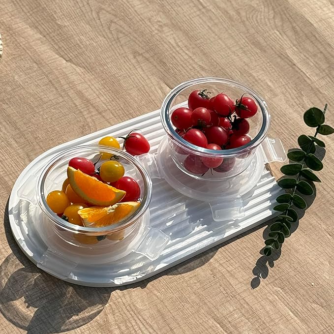 8Pack Glass Food Storage Containers, Round Glass Soup Container with Airtight Lids, Reusable Food Meal Prep Bowls, Leakproof Soup Bowls for Outdoor School, Dishwasher Microwave Freezer Safe