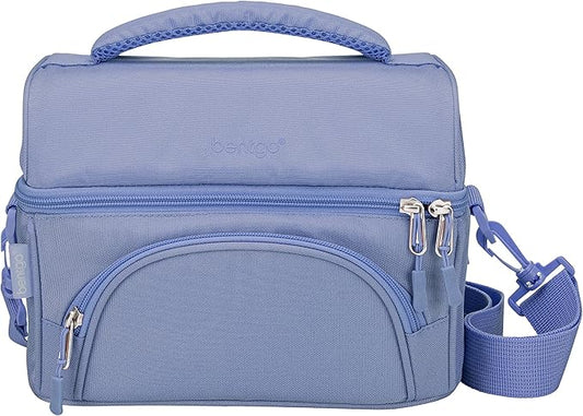 Bentgo® Deluxe Lunch Bag - Durable and Insulated Lunch Tote with Zippered Outer Pocket, Internal Mesh Pocket, Padded & Adjustable Straps, & 2-Way Zippers - Fits Most Lunch Boxes (Slate)