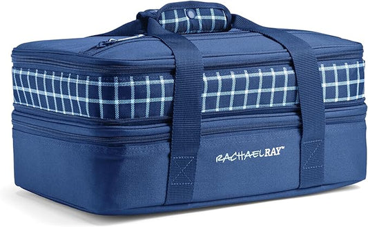 Rachael Ray Expandable Insulated Casserole Carrier for Hot or Cold Food, Thermal Lasagna Lugger Tote for Potluck, Parties, Picnic, and Cookouts, Fits 9" x 13" Baking Dish