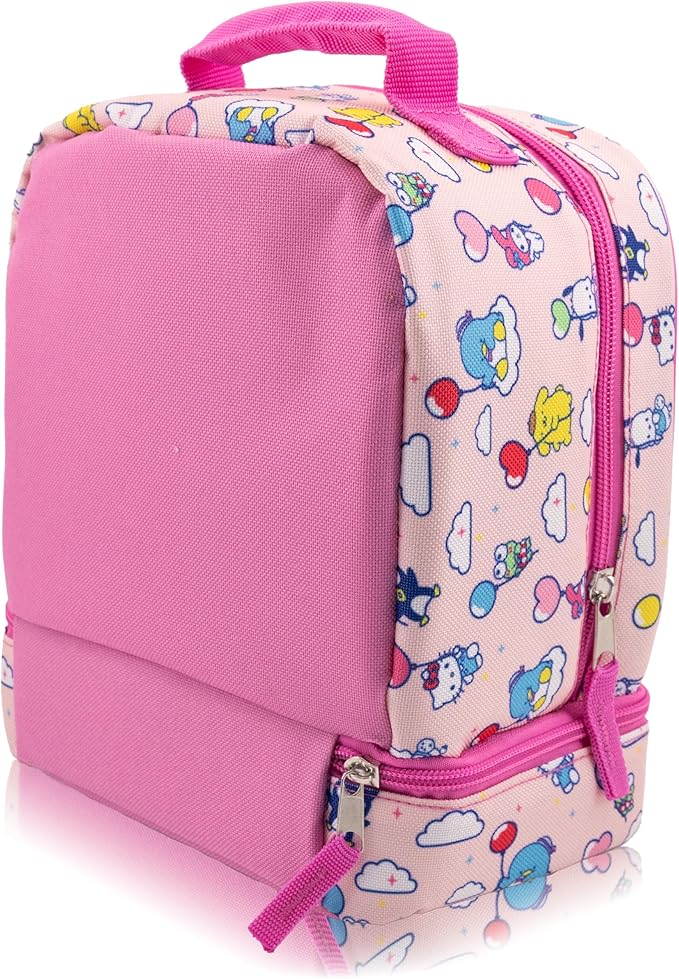 Fast Forward Sanrio Hello Kitty Lunch Box for Kids With Glitter | Insulated Lunch Bag Lunch Box for Girls, Boys, Unisex | Hello Kitty and Friends Pink Reusable Lunchbox