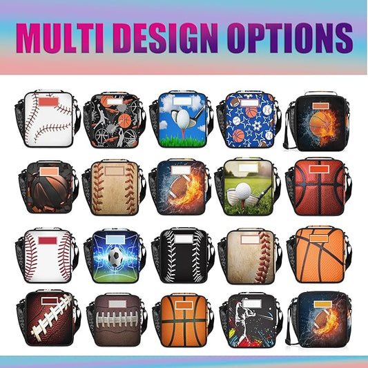 Personalized Lunch Box with Name, Custom Lunch Box Basketball Customized Insulated Lunch Bag Tote, Cooler Freezable Meal Prep Bag with Shoulder Strap Waterproof Lunch Container for Office Picnic
