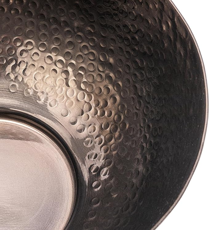 Bloomingville Round Hammered Metal, Set of 2 Sizes, Oxidized Silver Finish Bowl