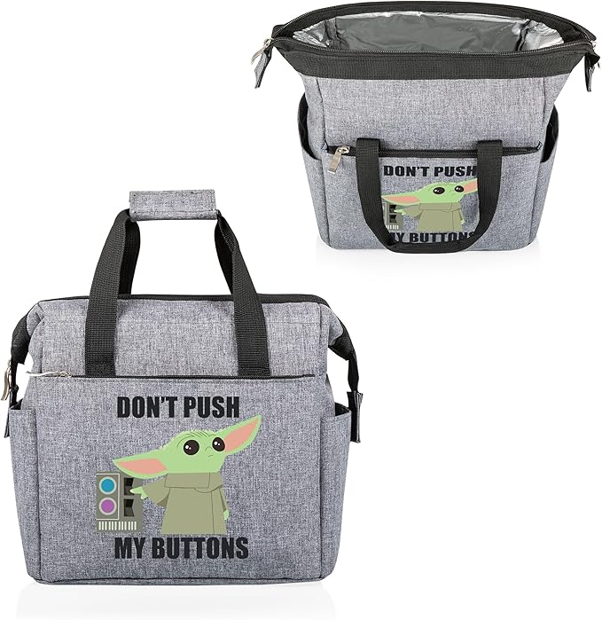 PICNIC TIME Star Wars Mandalorian Grogu On The Go Lunch Bag, Soft Cooler Lunch Box, Insulated Lunch Bag, (Heathered Gray)