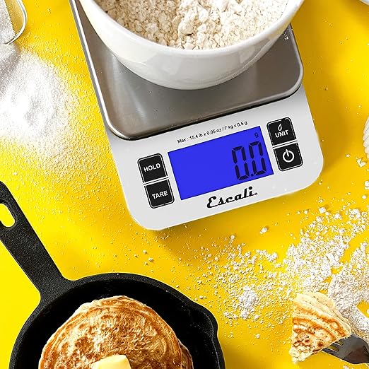 Escali Nutro Digital Food Scale, Multi-Functional Kitchen Appliance, Precise Weight Measuring and Portion Control, Baking and Cooking Made Simple, Stainless Steel Platform, Silver