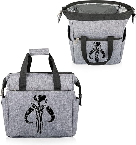 PICNIC TIME Star Wars Mandalorian Mythosaur Skull On The Go Lunch Bag, Soft Cooler Lunch Box, Insulated Lunch Bag, (Heathered Gray) 10 x 6 x 10.5