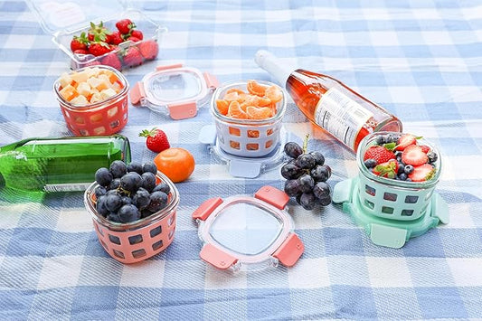Ello Duraglass Glass Meal Prep Sets Leak-Proof Glass Food Storage Containers with Airtight BPA-Free Plastic Lids, Dishwasher, Microwave, and Freezer Safe