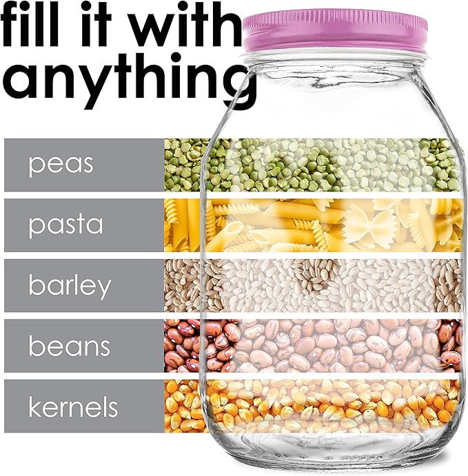 12 Pack of 32oz Regular Mouth Jelly Jam Glass Mason Jars and Metal Airtight Lids for Pickling, Fermenting, Canning and Storing. Containers for Pickles, Kombucha, Preserves, Sauces, Kefir, Fruits