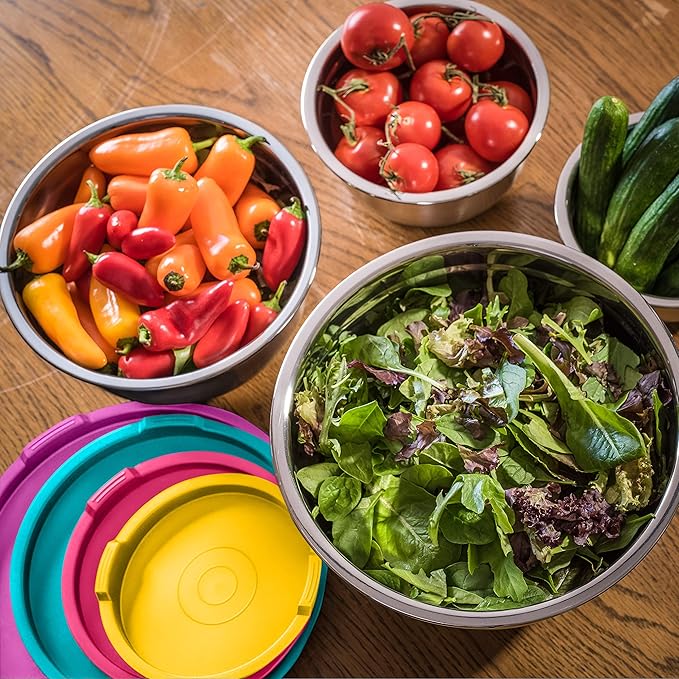 Bellemain Stainless Steel Non-Slip Mixing Bowls with Lids (4-Piece Set)