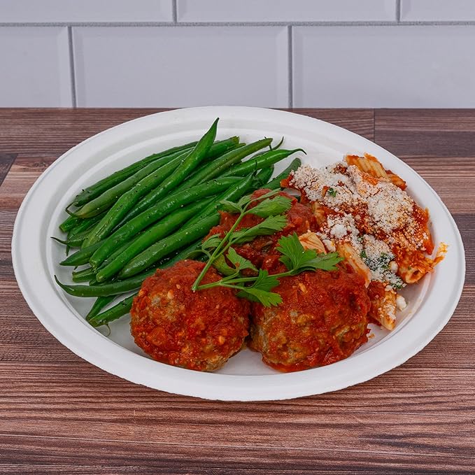 9" Paper Plates, Compostable Bagasse Food Container, Disposable, Microwave Safe for Lunch, Dinner, Party, Supplies, Events, Bulk 125 Pack