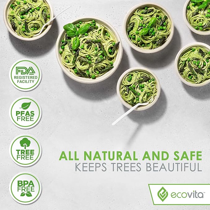 100% Compostable Paper Plates [7 in.] – 150 Disposable Plates Eco Friendly Sturdy Tree Free Liquid and Heat Resistant Alternative to Plastic or Paper Plates