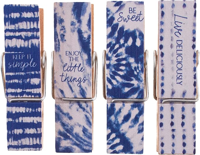 Karma Chip Clips - Bag Clips - Potato Chip Bag Clips - Colorful and Fun Bag Clips for Food and Storage - One Size - Blue Shibori