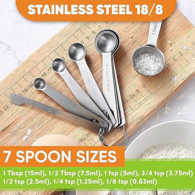 Spring Chef Premium Swivel Vegetable Peeler, Black & Stainless Steel Measuring Cups and Spoons Set, Round, Set of 15-2 Product Bundle