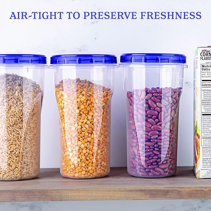 PLASTICPRO [48 oz 8 Pack] Twist Top Deli Containers Clear bottom With blue Top Twist on Lids Reusable, Stackable, Food Storage Freezer Container Pack of 8