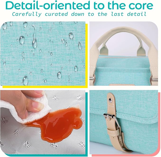 KIPBELIF Cute&Classy Roomy Insulated Lunch Bags for Women - Stylish & Functional Large Tote Adult Lunch Box for Working & Picnic