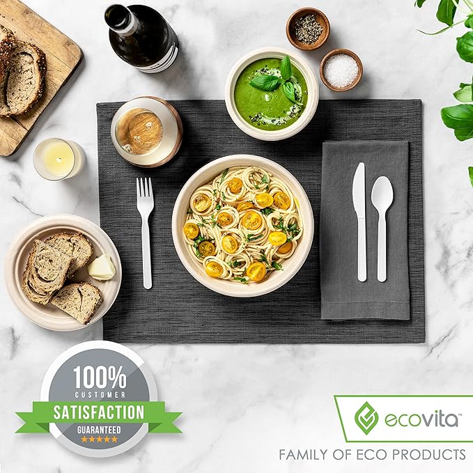 100% Compostable Paper Bowls [12 oz.] – 150 Disposable Bowls Eco Friendly Sturdy Tree Free Liquid and Heat Resistant Alternative to Plastic or Paper Bowls