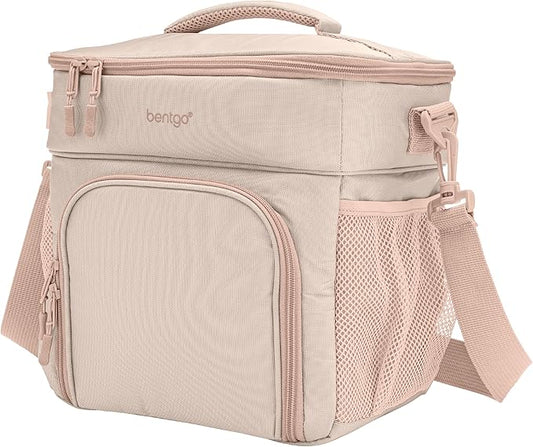 Bentgo Prep Deluxe Insulated Multimeal Bag - Lunch Box Bag, Holds 5 Meals, Premium Insulation up to 8 Hrs, Durable, Water-Resistant - Large Capacity For Adult Meal Prep (Sand)