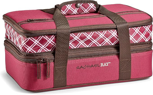 Rachael Ray Expandable Insulated Casserole Carrier for Hot or Cold Food, Thermal Lasagna Lugger Tote for Potluck, Parties, Picnic, and Cookouts, Fits 9" x 13" Baking Dish