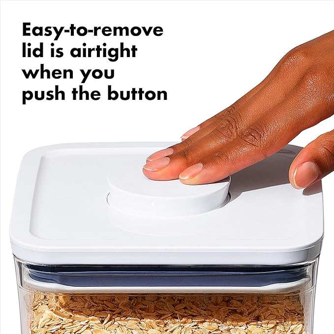 OXO Good Grips 3-PC Small Square Short POP Container Set, White,Grey