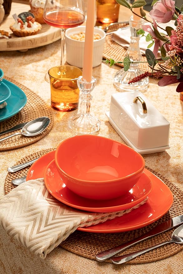 Sweese 6 Inch Porcelain 18 oz Bowls Set of 6, for Soup | Cereal | Fruits | Rice - Microwave, Dishwasher, and Oven Safe - Hot Assorted Color