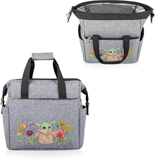 PICNIC TIME Star Wars Mandalorian Grogu On The Go Lunch Bag, Soft Cooler Lunch Box, Insulated Lunch Bag, (Heathered Gray) 10 x 6 x 10.5