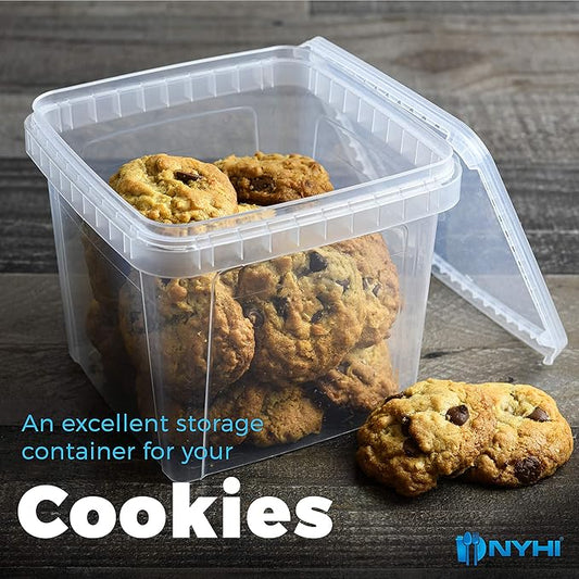NYHI 48 oz 20 Large Pack Square Clear Deli Containers with Lids Disposable BPA Free Plastic Food Storage Containers with Lids Airtight for Meal Prep Take Out Kitchen
