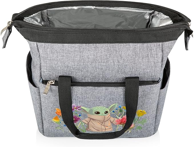 PICNIC TIME Star Wars Mandalorian Grogu On The Go Lunch Bag, Soft Cooler Lunch Box, Insulated Lunch Bag, (Heathered Gray) 10 x 6 x 10.5