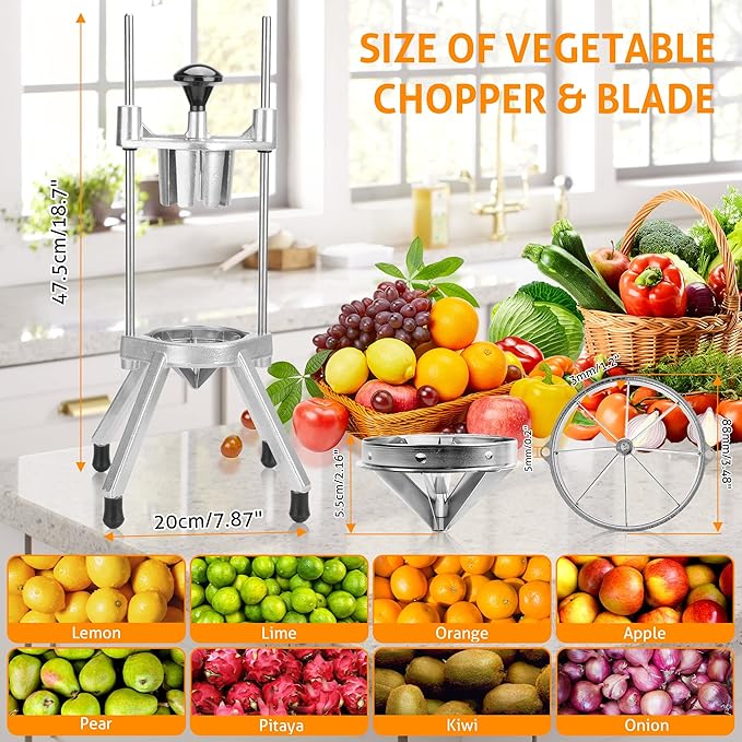 WICHEMI Commercial Easy Wedger 8 Section Lemon Slicer Lemon Cutter Commercial Fruit Cutter Slicer Lime Cutter Orange Slicer Commercial Vegetable Chopper Dicer for Home Bar Restaurant
